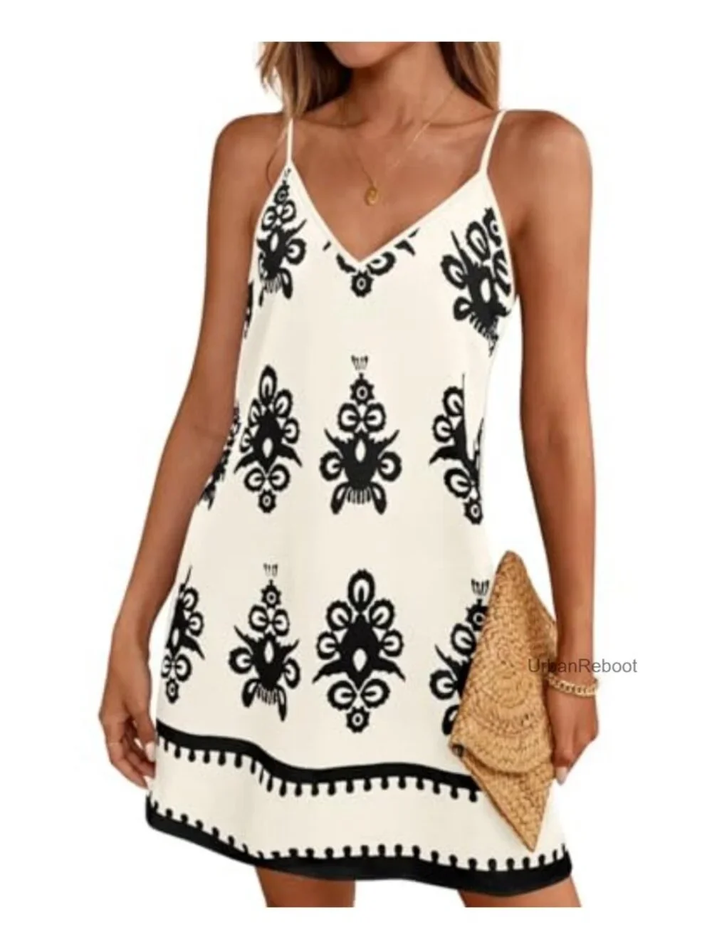 Women's Floral Spaghetti Strap Boho Mini Sundress Sleeveless